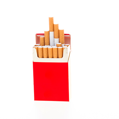 Pack of cigarettes isolated on white background.
