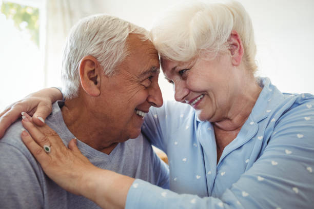 istock Senior couple embracing each other 650099546