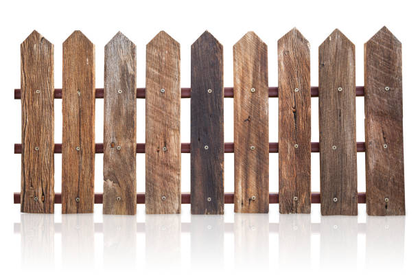 istock wood fence isolated on white. 650100162