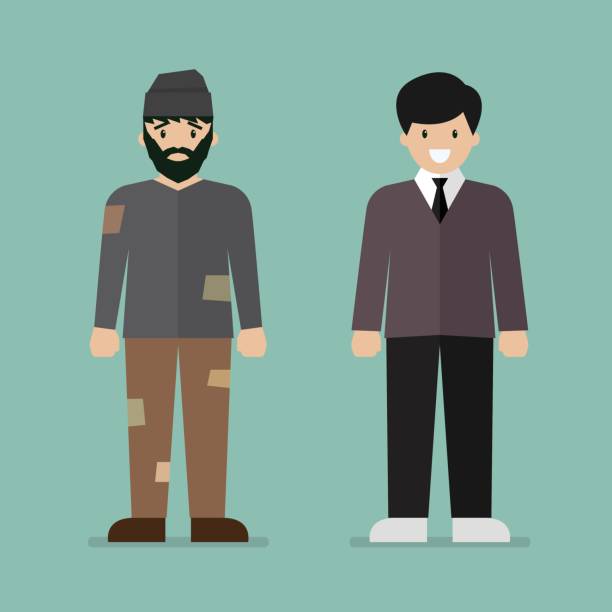 Homeless Man And Rich Man Character Stock Illustration - Download Image Now  - Poverty, Wealth, Men - iStock