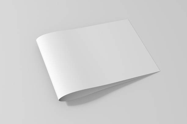 istock Blank brochure magazine mock up isolated on soft gray background.3d illustrated 650129722