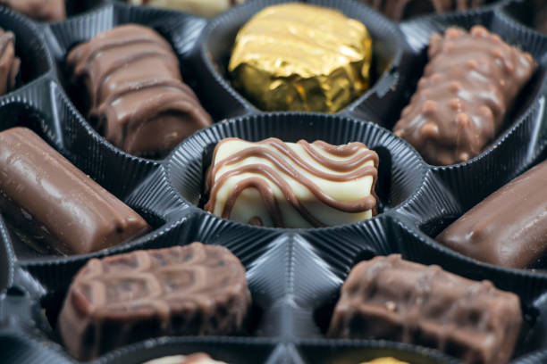 istock Beautiful luxury box of chocolates. Close up. 650134030