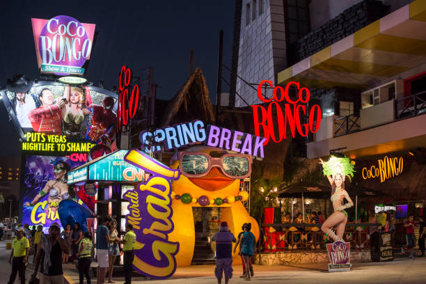 Spring break party zone in Cancun stock photo