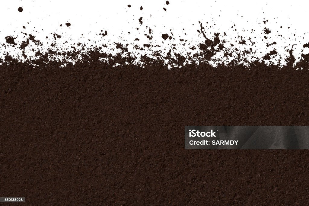 Clean brown texture of soil isolated on white background Dirt Stock Photo