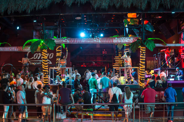 Cancun nightclub during Spring break stock photo