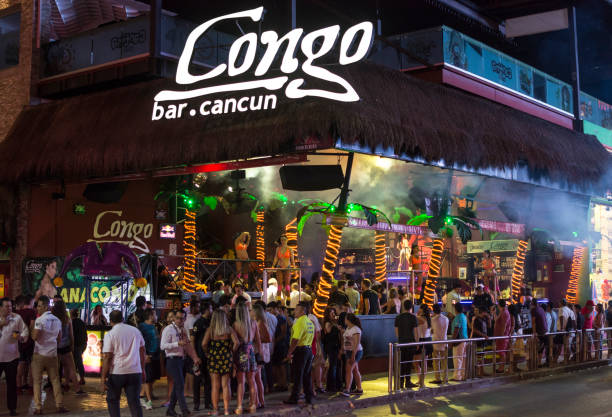 Spring break at Coco Bar in Cancun stock photo