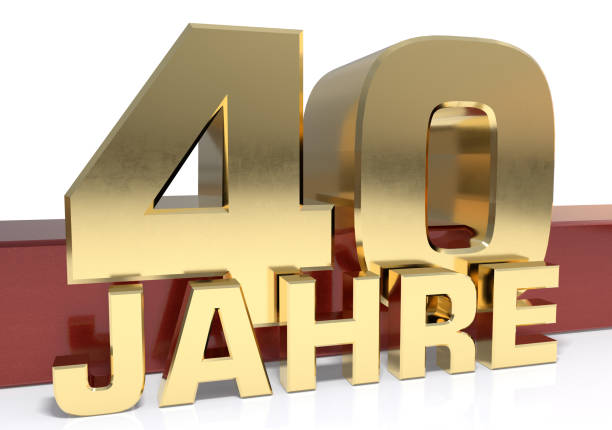 istock Golden digit forty and the word of the year 650145030