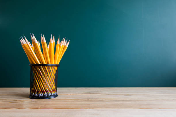 istock Concept of education or back to school on green background 650145530