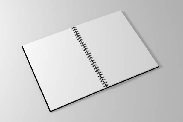istock spiral notebook template on clean white background. 3d illustrated 650146022
