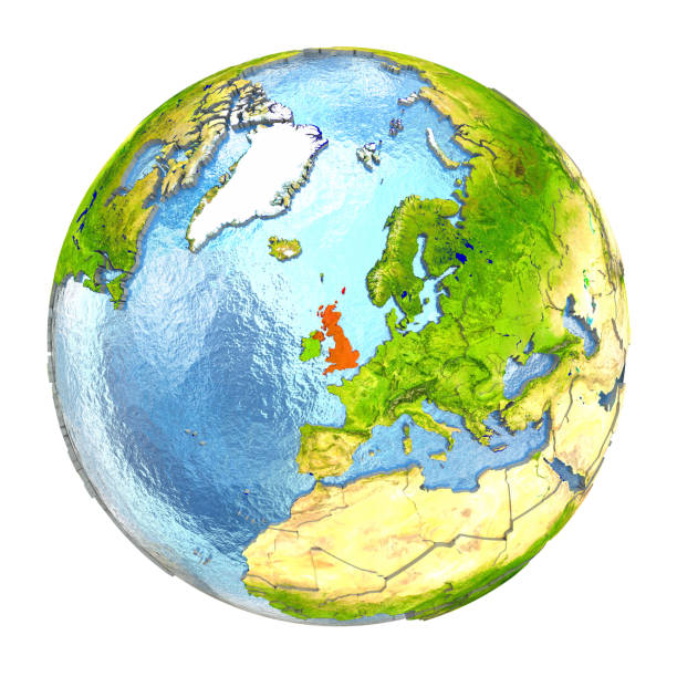 istock United Kingdom in red on full Earth 650149148