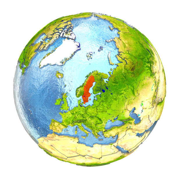 istock Sweden in red on full Earth 650149158