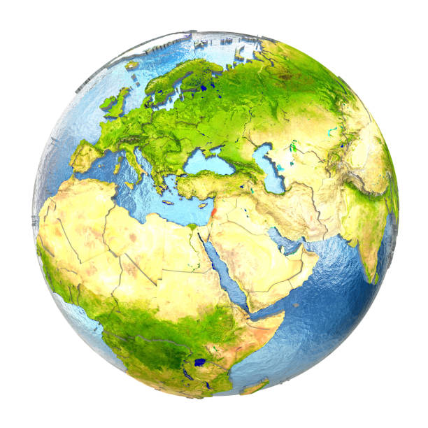istock Lebanon in red on full Earth 650149520