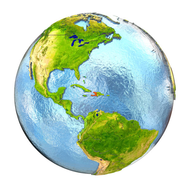 istock Haiti in red on full Earth 650149558
