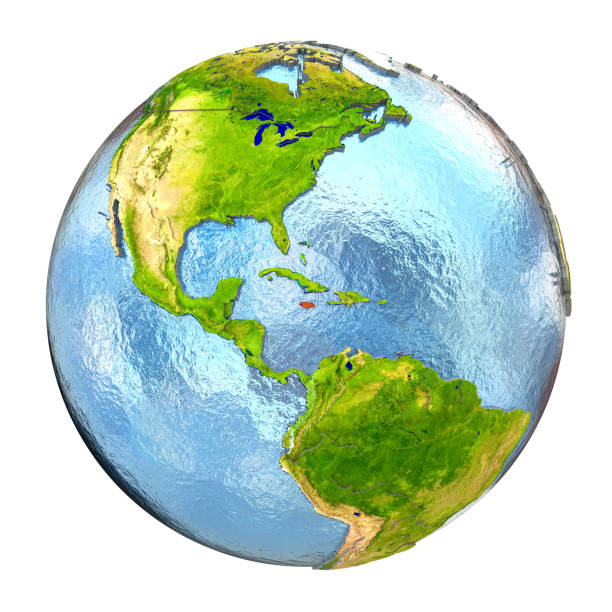 istock Jamaica in red on full Earth 650149566