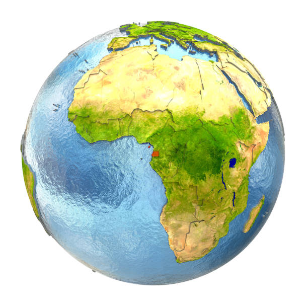 istock Equatorial Guinea in red on full Earth 650149626