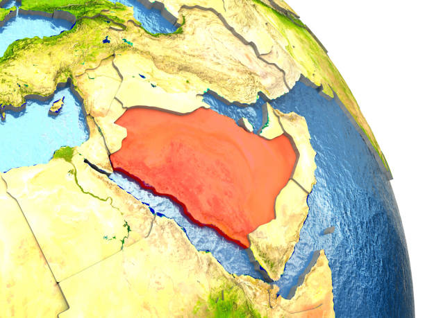 istock Saudi Arabia on Earth in red 650149958