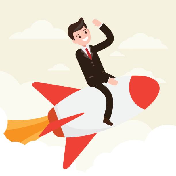 istock businessman on rocket. startup business. business design concept. cartoon vector illustration. 650150202
