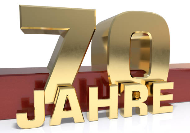 istock Golden digit seventy and the word of the year 650150464