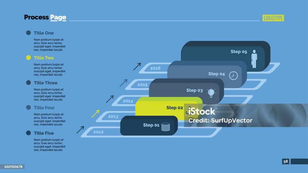 Five Blocks Timeline Slide Template Stock Illustration - Download Image ...