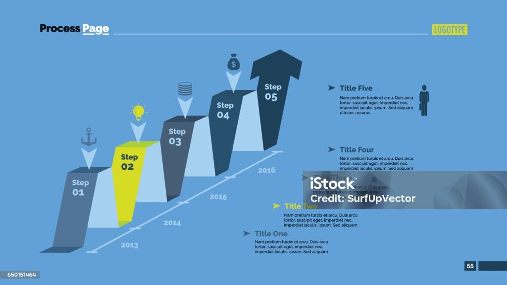 Wave Timeline Wave Arrow Timeline Slide Template Stock Illustration - Download Image ...