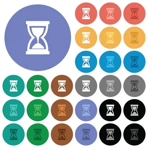 Vector illustration of Hourglass round flat multi colored icons