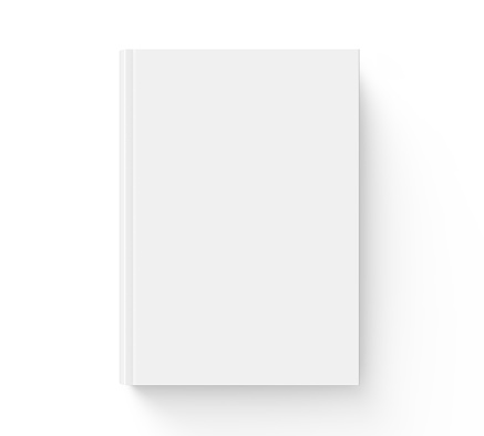 Blank hard cover book template, blank book cover for design isolated on white background, 3D rendering