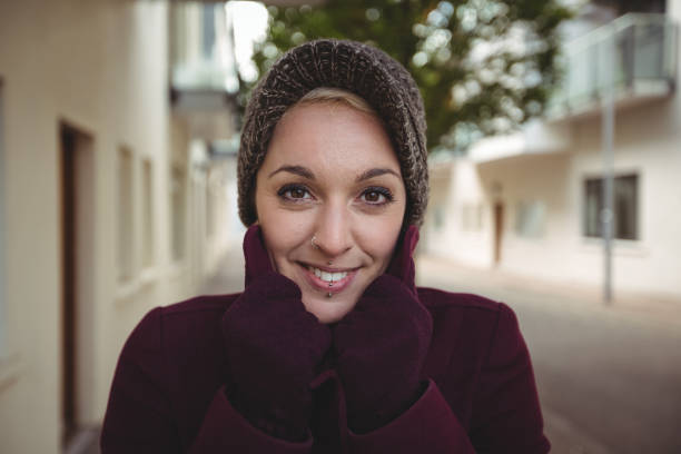istock Beautiful woman posing with warm clothing 650159334