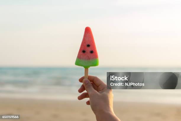 Watermelon Ice Cream Stock Photo - Download Image Now - Flavored Ice, Beach, Watermelon