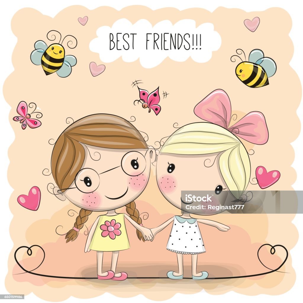 Two Cute Cartoon Girls Stock Illustration - Download Image Now - Adult,  Art, Baby - Human Age - iStock