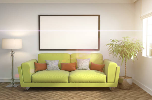 istock mock up poster frame in interior background. 3D Illustration 650163216