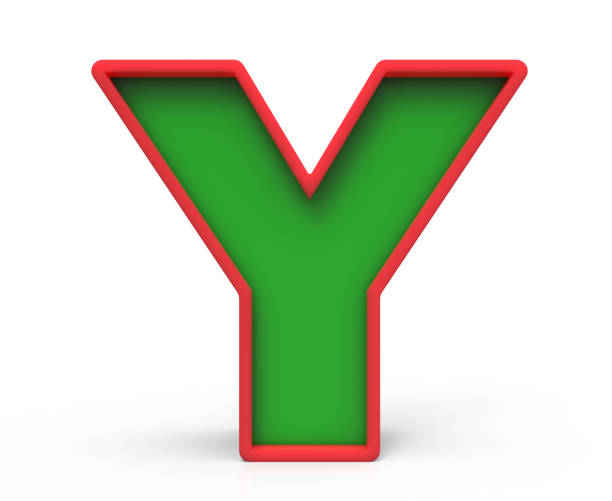 lettre de noël 3d y - letter y alphabet three dimensional shape green photos et images de collection