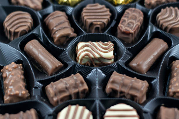 istock Beautiful luxury box of chocolates. Close up. 650173822