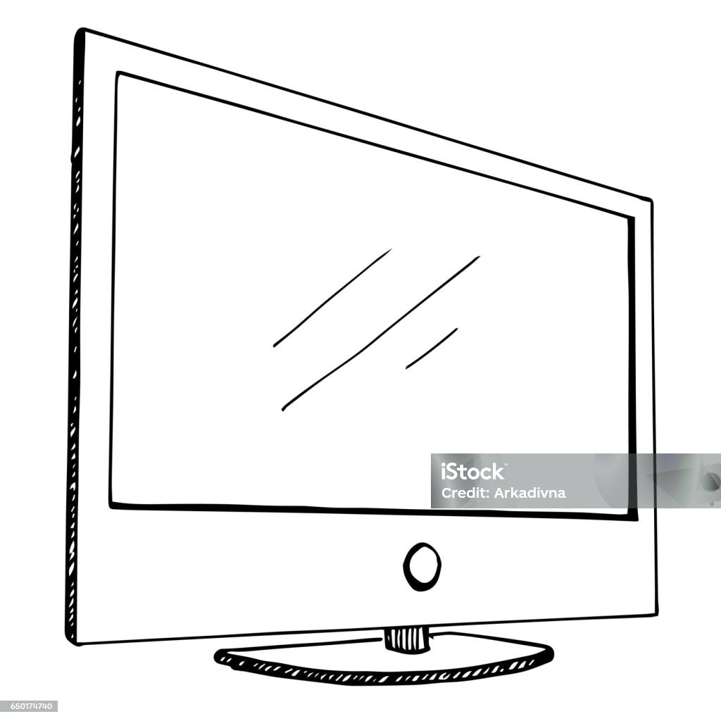 Tv Phác Thảo Được Cách Ly Trên Nền Trắng Màn Hình Minh Họa Vectơ ...