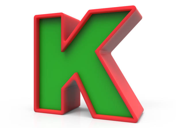 3d weihnachten buchstabe k - letter k alphabet three dimensional shape green stock-fotos und bilder