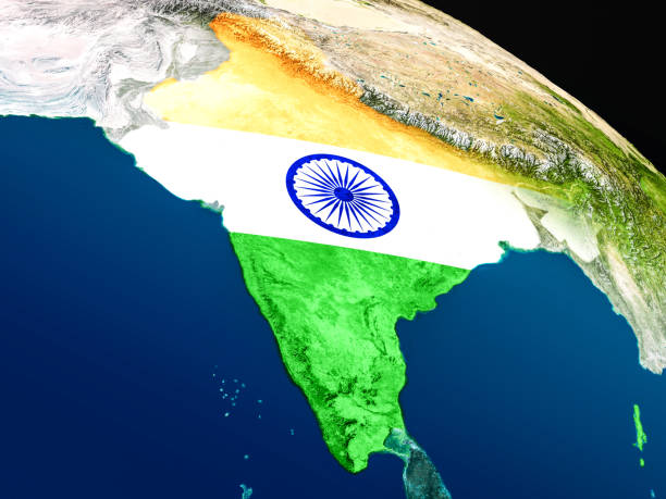 istock Flag of India from space 650174948