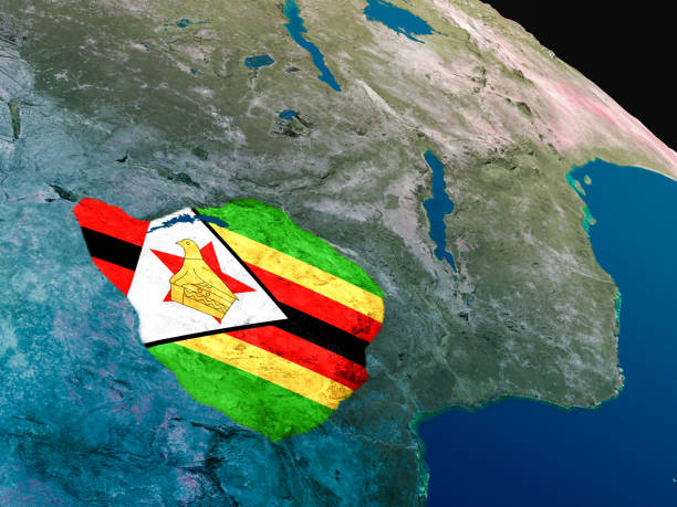 istock Flag of Zimbabwe from space 650175048