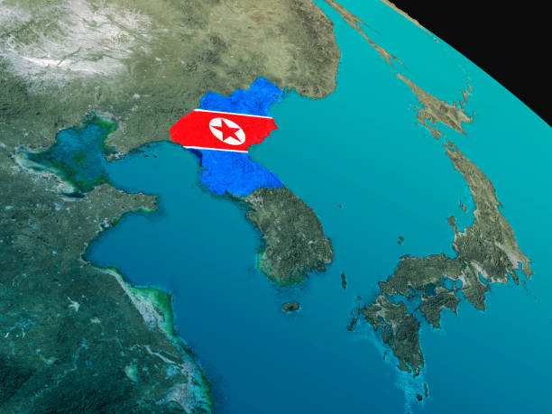 Flag of North Korea from space