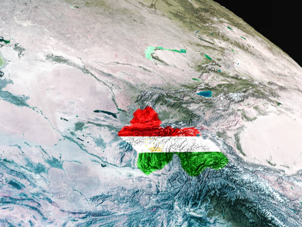 istock Flag of Tajikistan from space 650175080