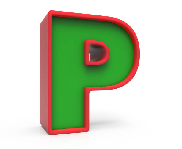 3d weihnachten buchstabe p - letter p alphabet three dimensional shape red stock-fotos und bilder