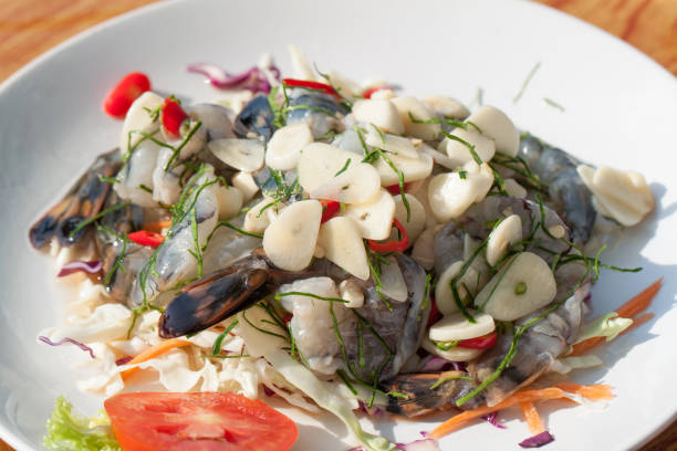 istock Spicy Salad with Raw Shrimp 650177240