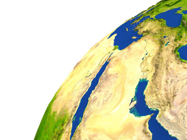 istock Country of Qatar satellite view 650183590