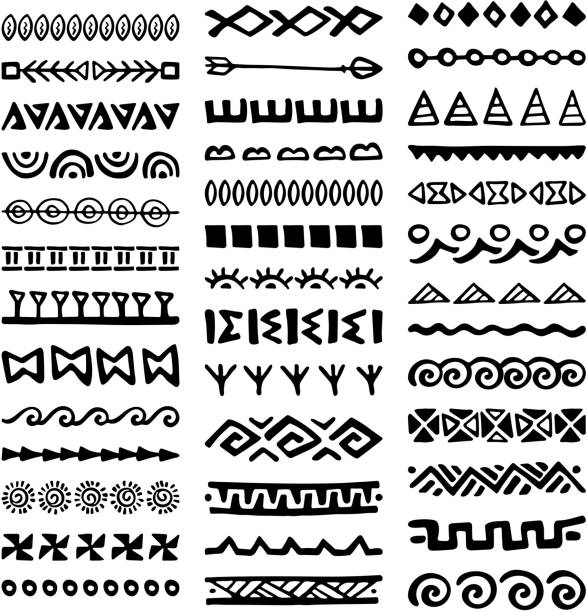 ilustraciones, imágenes clip art, dibujos animados e iconos de stock de colección fronteras de estilo étnico - polynesian culture