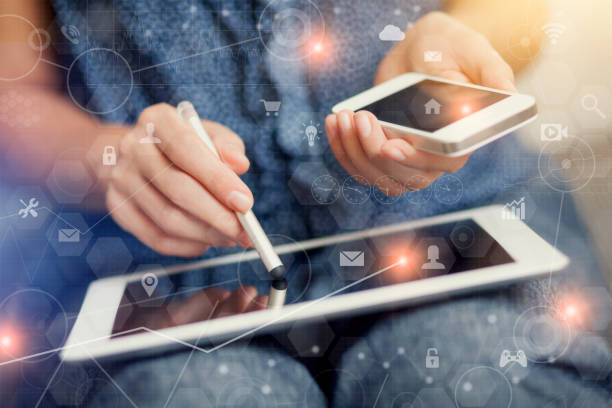 istock Woman touching screen of digital tablet 650191324