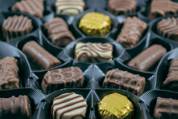 istock Beautiful luxury box of chocolates. Close up. 650205910