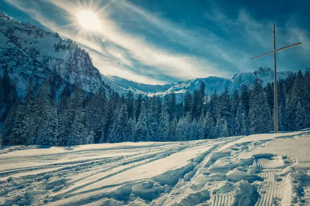 winter landscape in Kleinwalsertal in Austria