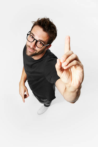 tizio con un'idea - scandinavian men glasses shirt foto e immagini stock