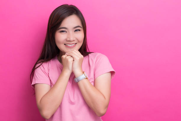 istock Shy woman smiling 650235314