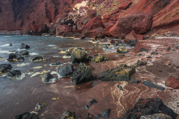 istock Unusual and unique Red beach on Santorini, Greece 650237632