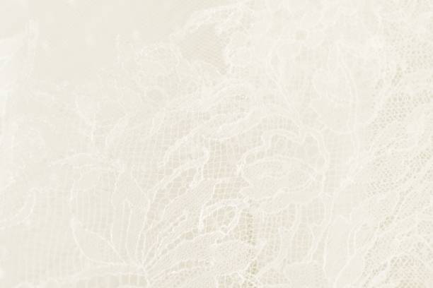 꽃 패턴으로 하얀 웨딩 레이스의 근접 촬영 - lace curtain 뉴스 사진 이미지