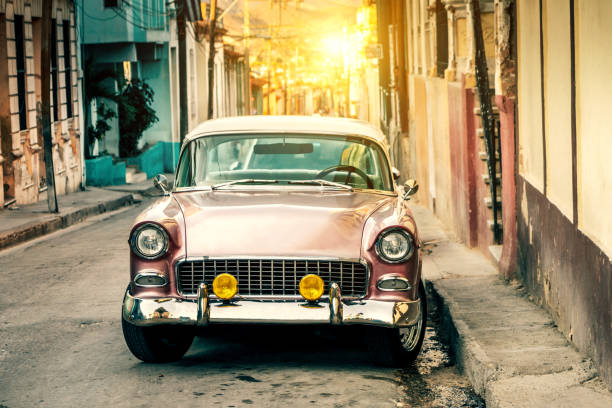 istock Old American car on street, Cuba 650277900